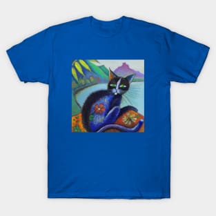 Island Cat Painting in the style of Gauguin T-Shirt